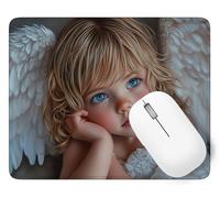 Mouse Pad Angel, Small Mouse Mat 220 x 180 mm, Desk Mat with Waterproof Design, Premium-Textured Square Mousepad Child, Smooth Surface, Gaming Office Mousemat Keyboard Decor Gifts Christmas p1j-359
