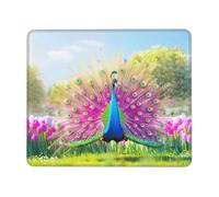 Mouse Pad Animal Peacock Small Mouse Mat 30 x 25cm with Non-Slip Rubber Base, Waterproof Mousepad, Gaming Mousemat for Women Kids Men Laptops Keyboard Tray Home Traveling Office Accessories D-208