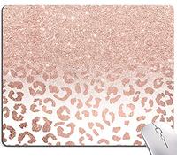 Mouse Pad, Animal Print Mouse Pad Custom Design, Square Waterproof Mouse Pad Non-Slip Rubber Base MousePads for Office Laptop, 9.5"x7.9"x0.12" Inch(Pink Glitter Leopard)