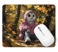 Mouse Pad Animal, Small Mouse Mat 320 x 260 mm, Desk Mat with Waterproof Design, Premium-Textured Square Mousepad Owl, Smooth Surface, Gaming Office Mousemat for Keyboard Decor Gifts Christmas p1j-863