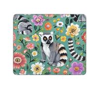 Mouse Pad Animals Lemur Flowers Pattern Mouse Mat Computer Gaming Mouses Pad with Anti-Slip Rubber Base Washable Mouses Mat for Laptop Computer Mats for Office Gaming 9.4"x7.9"