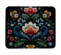 Mouse Pad, Anti-Slip Rubber Mouse-pad for Gaming Office Laptop Computer Men Women Kids, Cute Custom Pattern Mouse Mat, Norwegian Rosemaling Folk Style Flower (44) Design