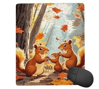 Mouse Pad Autumn Squirrel Small Mouse Mat 42x35 cm with Stitched Edge, Waterproof Mousepad Smooth Surface Premium-Textured Mousepad with Non-Slip Rubber Base, for PC Laptop Office small Desk Mat uk845