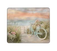 Mouse Pad Beach Bicycle Small Mouse Mat 25 x 20cm with Non-Slip Rubber Base, Waterproof Mousepad, Gaming Mousemat for Women Kids Men Laptops Keyboard Tray Home Traveling Office Accessories D-292