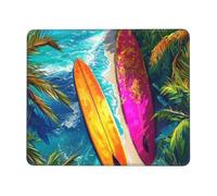 Mouse Pad Beach Surfboard Small Mouse Mat 18 x 22cm with Non-Slip Rubber Base, Waterproof Mousepad, Gaming Mousemat for Women Kids Men Laptops Keyboard Tray Home Traveling Office Accessories D-765