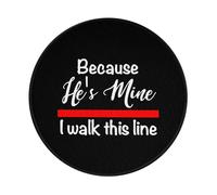 Mouse Pad Because He'S Mine I Walk This Line Firefighter Wife Mouse Mat Washable Mousemat With Stitched Edges Mousepad For Studying Work Office 20X20 Cm