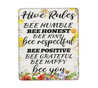 Mouse Pad Bee Hive Rules Bumble Bee Classroom Bee Humble Bee Honest Bee Kind Honey Bees 25X30Cm Non-Slip Mouse Pads Rubber Base Mousepad For Home Work