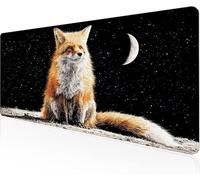 Mouse Pad Black Gaming Mouse Pad Fox Large Desk Mat 900x400x3mm,Work From Home Essentials Non-Slip Rubber Base Special Textured Water-Resistant Surface Wear-Resistant For Office Computer,Laptop Y1-271