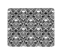 Mouse Pad Black Gothic Skull Damask Goth Halloween Mouse Pad With Stitched Edges Mice Mat Improves Speed And Precision For Home Office Wireless Mouse 25X30Cm