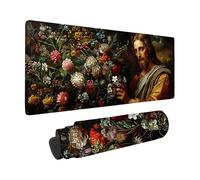 Mouse Pad Black, Jesus Mouse Mat 1000x500x3 mm with Stitched Edges, Large Gaming Mousepad Non-Slip Rubber Base Design, Waterproof Mousemat for Computers Laptop Desk Office Accessories -zzg2505U8