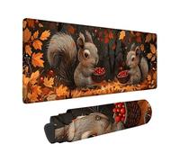 Mouse Pad Black, Squirrel Mouse Mat 36x16x0.12inch with Stitched Edges, Large Gaming Mousepad Non-Slip Rubber Base Design, Waterproof Mousemat for Computers Laptop Desk Office Accessories -zzg2505E6