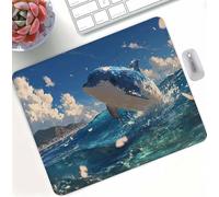 Mouse Pad Blue Dolphin Gaming Mouse Pad, Mini Mousepad 290x240x3mm Ultra Thin Improves, High Precision Gaming Surface with Anti-Fray Stitched Edges, Mousemat Laser and Optical Mice Portable d0d-303