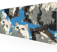 Mouse Pad Blue Gaming Mouse Pad Cat Large Desk Mat 1000x400x3mm,Work From Home Essentials Non-Slip Rubber Base Special Textured Water-Resistant Surface Wear-Resistant For Office Computer,Laptop Y1-195