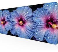 Mouse Pad Blue Gaming Mouse Pad Flowers Large Desk Mat 1000x400x3mm,Work From Home Essentials Non-Slip Rubber Base Special Textured Water-Resistant Surface Wear-Resistant Desk Matt For Laptop Y1-936