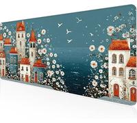 Mouse Pad Blue Gaming Mouse Pad Small Town Large Desk Mat 1600x800x3mm,Work From Home Essentials Non-Slip Rubber Base Special Textured Water-Resistant Surface Wear-Resistant For Office Laptop Y1-117