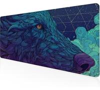 Mouse Pad Blue Gaming Mouse Pad Wolf Large Desk Mat 1500x800x3mm,Work From Home Essentials Non-Slip Rubber Base Special Textured Water-Resistant Surface Wear-Resistant For Office PC,Laptop Y1-337