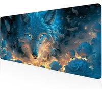Mouse Pad Blue Gaming Mouse Pad Wolf Large Desk Mat 1600x800x3mm,Work From Home Essentials Non-Slip Rubber Base Special Textured Water-Resistant Surface Wear-Resistant For Office PC,Laptop Y1-570