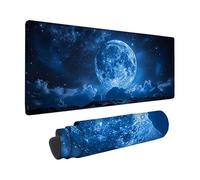 Mouse Pad Blue, Moon Mouse Mat 700x300x3 mm with Stitched Edges, Large Gaming Mousepad Non-Slip Rubber Base Design, Waterproof Mousemat for Computers Laptop Desk Office Accessories, Gifts -zzg250527
