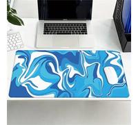 Mouse Pad Blue White Liquid XXL Gaming mouse pad 600x300x2mm Extended Desk Mat,with Non-Slip Base and Stitched Edge,Soft Smooth Surface Mousepad,Improved Precision and Speed