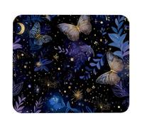 Mouse Pad, Boho Magic Space Elements Stars and Butterflies Washable Computer Mousepad Non-Slip Rubber Base, Thick Gaming Mouse Mat for Laptop, Office & Home, 8.3 x 9.8 inch