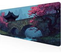 Mouse Pad Bridge Gaming Mouse Pad Cherry Blossoms Large Desk Mat 1400x600x3mm,Work From Home Essentials Non-Slip Rubber Base Special Textured Water-Resistant Surface Wear-Resistant For Laptop Y1-110