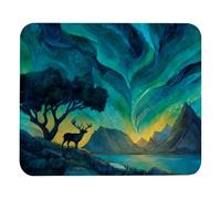 Mouse Pad Burid the Northern Lights with a Deer (3) Mouse Mat Design, Non-Slip Rubber Base Computer Mouse Pads for Wireless Mouse