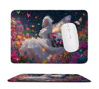 Mouse Pad Butterfly Fairy, Small Mouse Mat 26 x 21 cm with Non-Slip Rubber Base, Waterproof Mousepad, Gaming Mousemat for Women Kids Men Laptops Keyboard Tray Home Traveling Office Accessories d-356