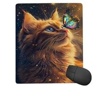 Mouse Pad Butterfly Orange Cat, Small Mouse Mat 40 x 30 cm with Non-Slip Rubber Base, Waterproof Mousepad, Gaming Mousemat for Women Men Laptops Keyboard Tray Home Traveling Office Accessories d-344