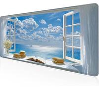 Mouse Pad By The Window Gaming Mouse Pad Sea View Large Desk Mat 1200x600x3mm,Work From Home Essentials Non-Slip Rubber Base Special Textured Water-Resistant Surface Wear-Resistant For Laptop Y1-764