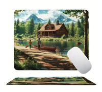 Mouse Pad Cabin Forest(3), Mini Gaming Mouse Pad 300x250mm, Non-Slip Rubber Base for Stable Grip on Smooth Surfaces, Improved Precision and Speed, with Anti-Fray Stitched Edges Gifts for Men s0z-468