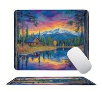 Mouse Pad Cabin Forest, Mini Gaming Mouse Pad 300x250mm, Non-Slip Rubber Base for Stable Grip on Smooth Surfaces, Improved Precision and Speed, with Anti-Fray Stitched Edges Gifts for Men s0z-442