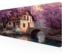 Mouse Pad Cabin Gaming Mouse Pad Bridge Large Desk Mat 1400x600x3mm,Work From Home Essentials Non-Slip Rubber Base Special Textured Water-Resistant Surface Wear-Resistant Desk Matt For Laptop Y1-354