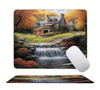 Mouse Pad Cabin Waterfall(2), Mini Gaming Mouse Pad 300x250mm, Non-Slip Rubber Base for Stable Grip on Smooth Surfaces, Improved Precision and Speed, Anti-Fray Stitched Edges Gifts for Men s0z-496