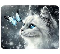 Mouse Pad Cat Mouse Mat 9.84x8.2in Desk Mat Office Accessories Improves Speed and Accuracy Mousepad with Stitched Edges and Anti Slip Rubber Base for Esport, Gaming, Gifts, Snowflake Desk Pad,Model243