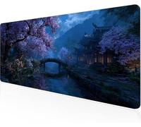 Mouse Pad Cherry Blossoms Gaming Mouse Pad Small Bridge Large Desk Mat 700x400x3mm,Work From Home Essentials Non-Slip Rubber Base Special Textured Water-Resistant Surface Wear-Resistant For PC Y1-576