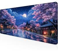 Mouse Pad Cherry Blossoms Gaming Mouse Pad Small Town Large Desk Mat 800x400x3mm,Work From Home Essentials Non-Slip Rubber Base Special Textured Water-Resistant Surface Wear-Resistant For PC Y1-927