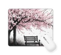 Mouse Pad Cherry Blossoms, Small Mouse Mat 8.7 x 7.1 inch, Desk Mat with Waterproof Design, Premium-Textured Square Mousepad Scene, Smooth Surface, Gaming Office Mouse Pads for Keyboard Decor W-869