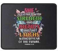 Mouse Pad Christianty She Is Clothed Proverbs 31 Mouse Mats Comfort Mousepad Soft Desk Mat For Computers Work Home 25X30CM