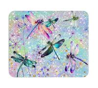 Mouse Pad Colorful Dragonflies on Pastel Background with Glitters Magic and Cheerful Style for Office Creative Desk Female Gift Fantasy for Lovers Nature Mousepad Mouse Mat