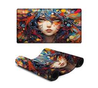 Mouse Pad Colorful Girl Drawing Art Washable Mouse Mat 40X75cm Mice Pad Anti Fray Stitched Edges Non Slip Rubber Base Improved Precision And Speed