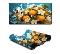 Mouse Pad Colorful Illustration of Orange Flowers Extended Mousepad 30x60cm Table Mat with Non-Slip Rubber Water-Resistant Surface for Home Office Gaming Room