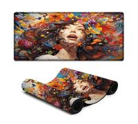 Mouse Pad Colorful Psychedelic Girl Art Washable Mouse Mat 40x90cm Mice Pad Anti Fray Stitched Edges Non Slip Rubber Base Improved Precision And Speed