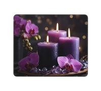Mouse Pad Computer Mouse Mat with Anti-Slip Rubber Base Purple Flowers and Candles Mouses Pad Waterproof Washable Mouses Mat Portable Keyboard Pad for Laptop Office Home 11.8"x9.8"