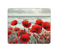 Mouse Pad Computer Mouse Mat with Anti-Slip Rubber Base Red Poppy Flower Mouses Pad Waterproof Washable Mouses Mat Portable Keyboard Pad for Laptop Office Home 11.8"x9.8"