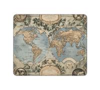 Mouse Pad Computer Mouse Mat with Anti-Slip Rubber Base Vintage Old World Map Mouses Pad Waterproof Washable Mouses Mat Portable Keyboard Pad for Laptop Office Home 9.4"x7.9"