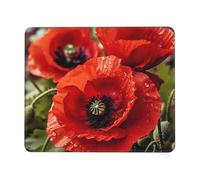 Mouse Pad Computer Mousepad with Anti-Slip Rubber Base Beautiful Red Poppy Flower Mouse Mat Washable Gaming Mousepad Portable Keyboard Pad for Laptop Office Home 7.9 x 9.5 in