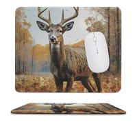Mouse Pad Computer Mousepad with Anti-Slip Rubber Base Deer in Front of Trees Mouse Mat Washable Gaming Mousepad Portable Keyboard Pad for Laptop Office Home 9.8"x11.8"