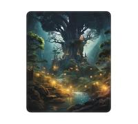 Mouse Pad Computer Mousepad with Anti-Slip Rubber Base Fantasy Forest Mouse Mat Washable Gaming Mousepad Portable Keyboard Pad for Laptop Office Home 25x30 cm