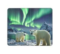 Mouse Pad Computer Mousepad with Anti-Slip Rubber Base Polar Bears Northern Lights Mouse Mat Washable Gaming Mousepad Portable Keyboard Pad for Laptop Office Home 7 x 8.6 in