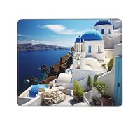 Mouse Pad Computer Mousepad with Anti-Slip Rubber Base Santorini Greek Island sea View Mouse Mat Washable Gaming Mousepad Portable Keyboard Pad for Laptop Office Home 7 x 8.6 in
